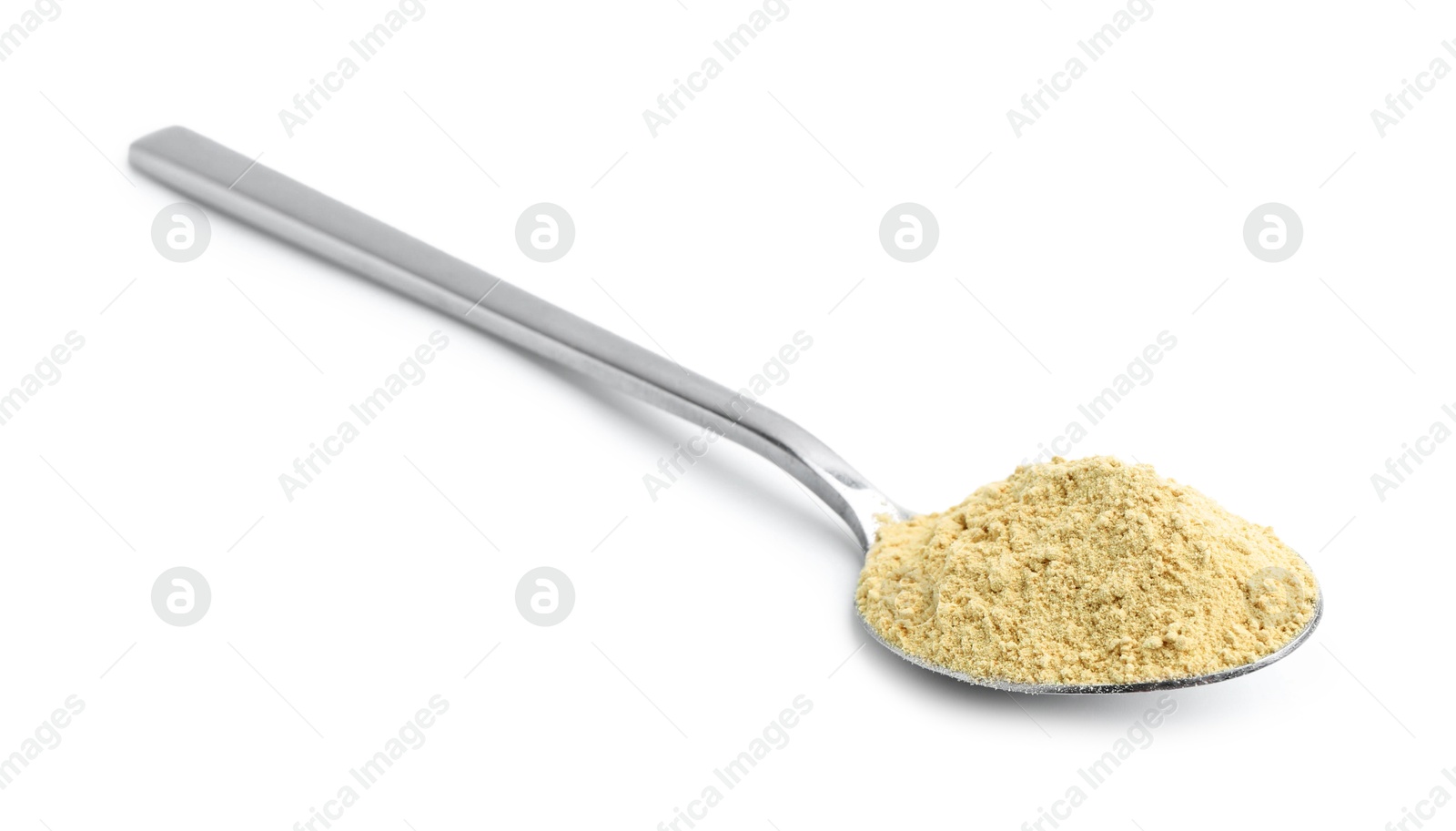Superfood. Wasabi powder in spoon isolated on white Photo of Superfood. Wasabi powder in spoon isolated on white