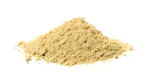 Photo of Superfood. Pile of wasabi powder isolated on white
