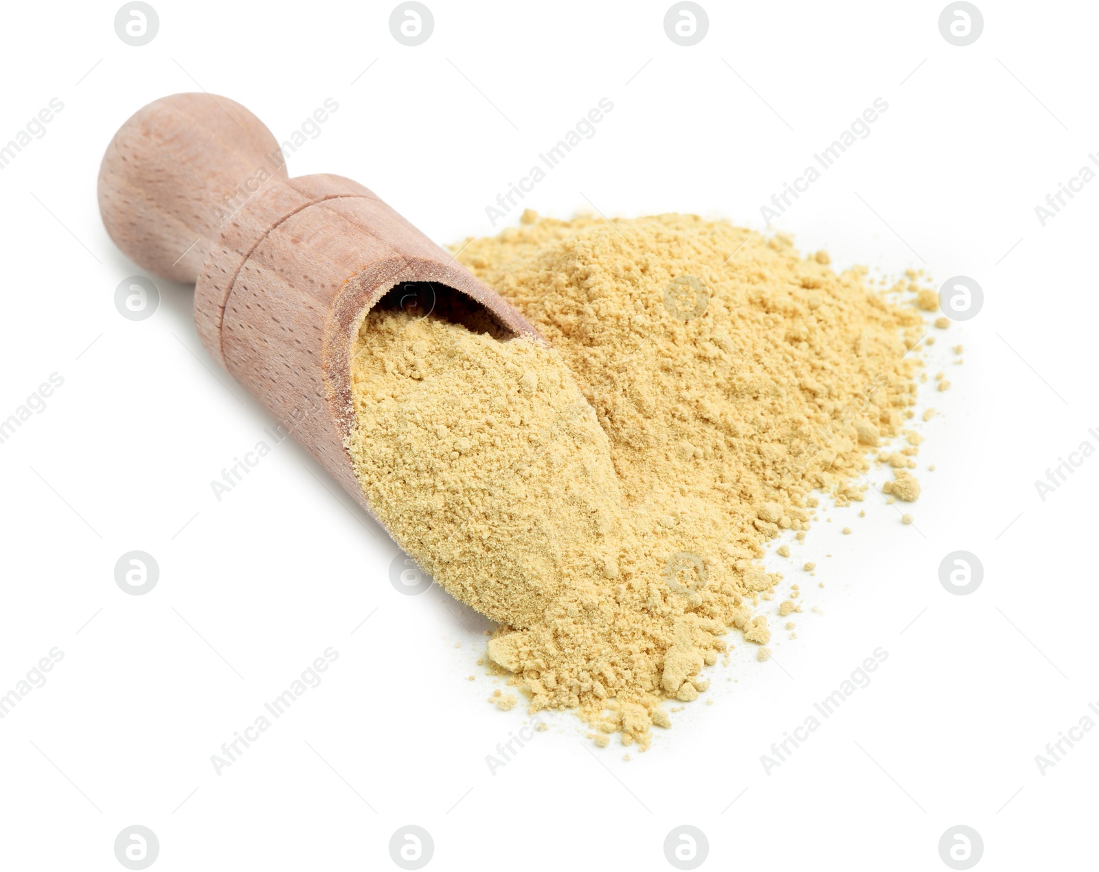 Superfood. Wasabi powder and scoop isolated on white Photo of Superfood. Wasabi powder and scoop isolated on white