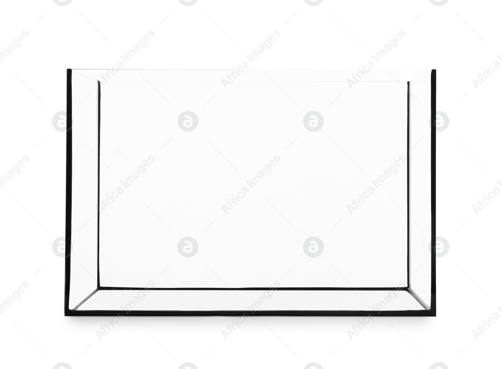 One empty glass aquarium isolated on white Photo of One empty glass aquarium isolated on white