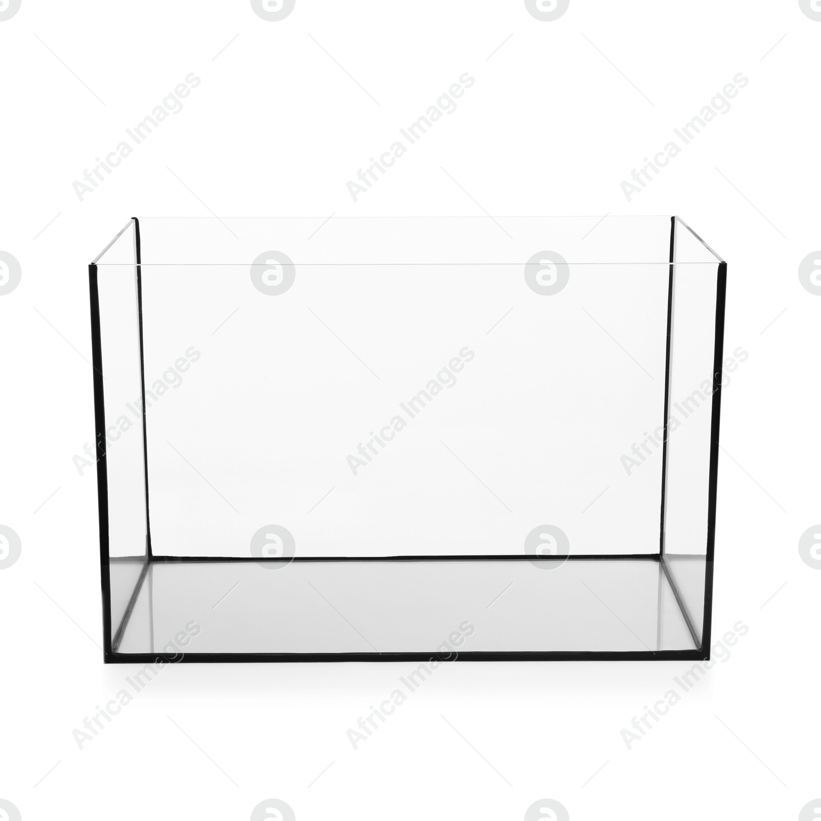 One empty glass aquarium isolated on white Photo of One empty glass aquarium isolated on white