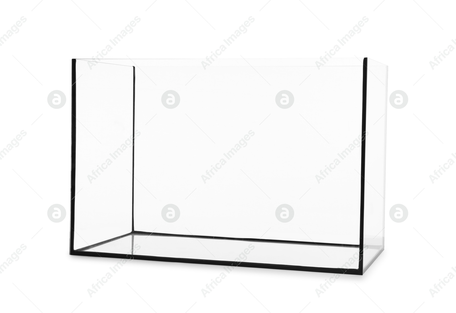 One empty glass aquarium isolated on white Photo of One empty glass aquarium isolated on white