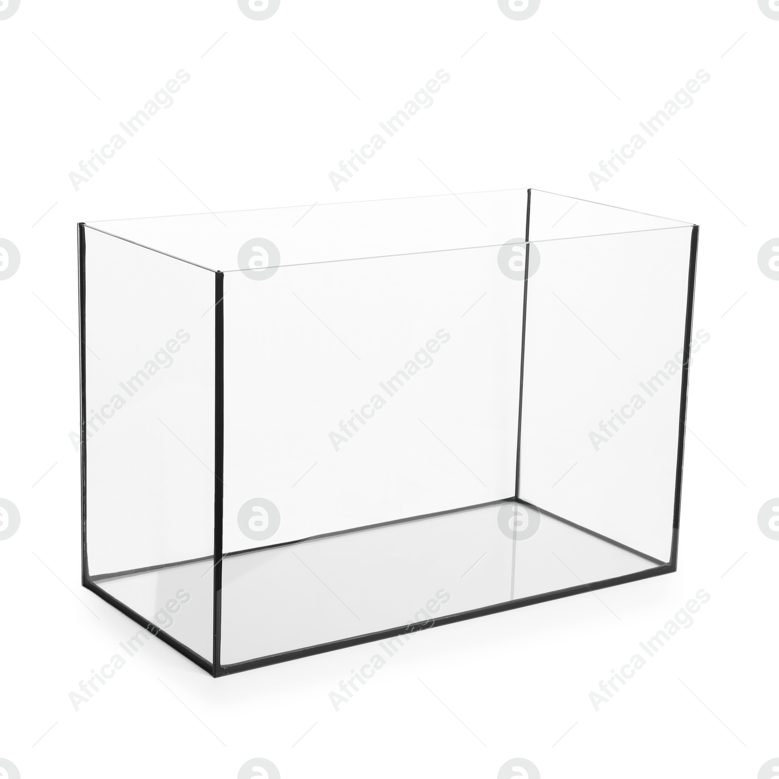 One empty glass aquarium isolated on white Photo of One empty glass aquarium isolated on white