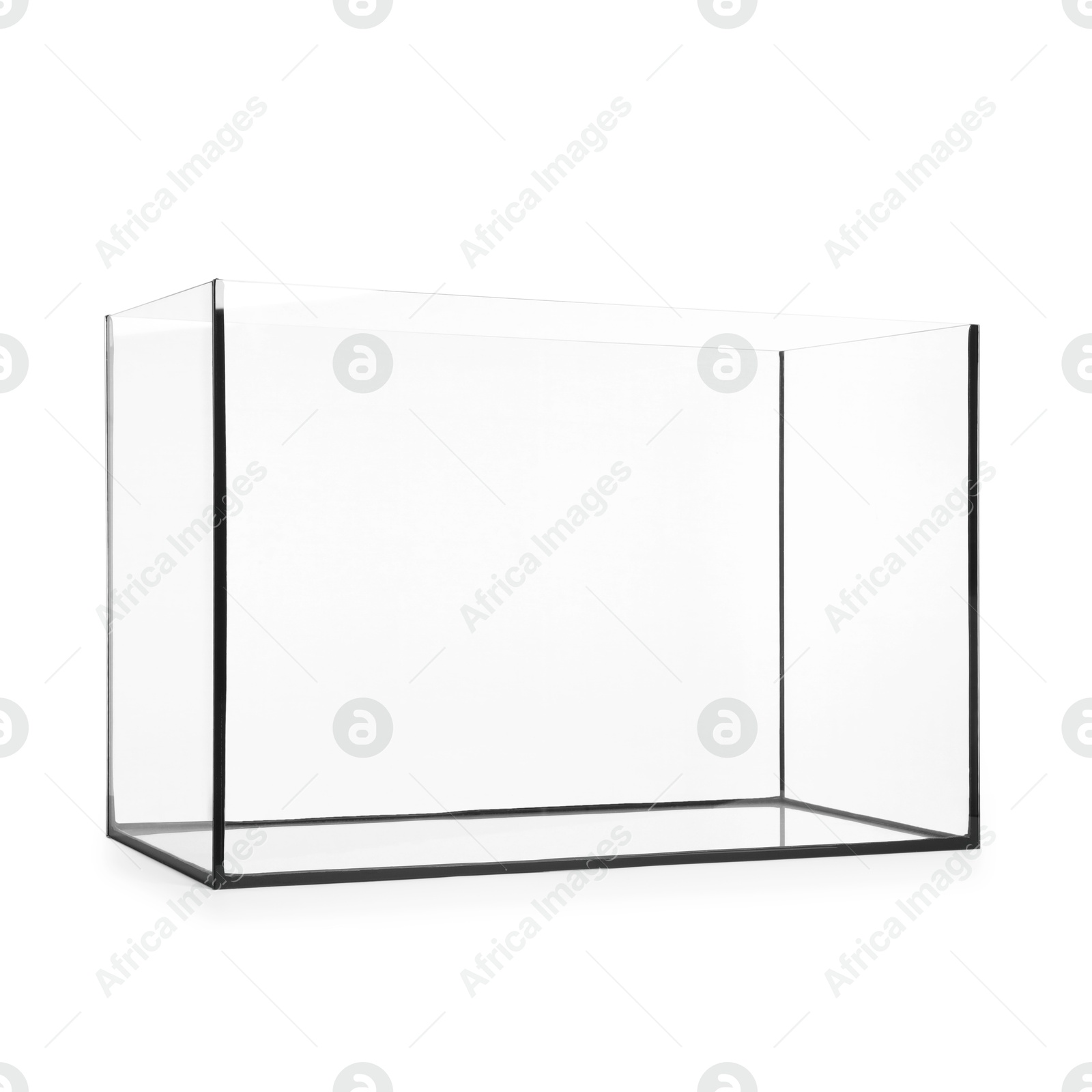 One empty glass aquarium isolated on white Photo of One empty glass aquarium isolated on white