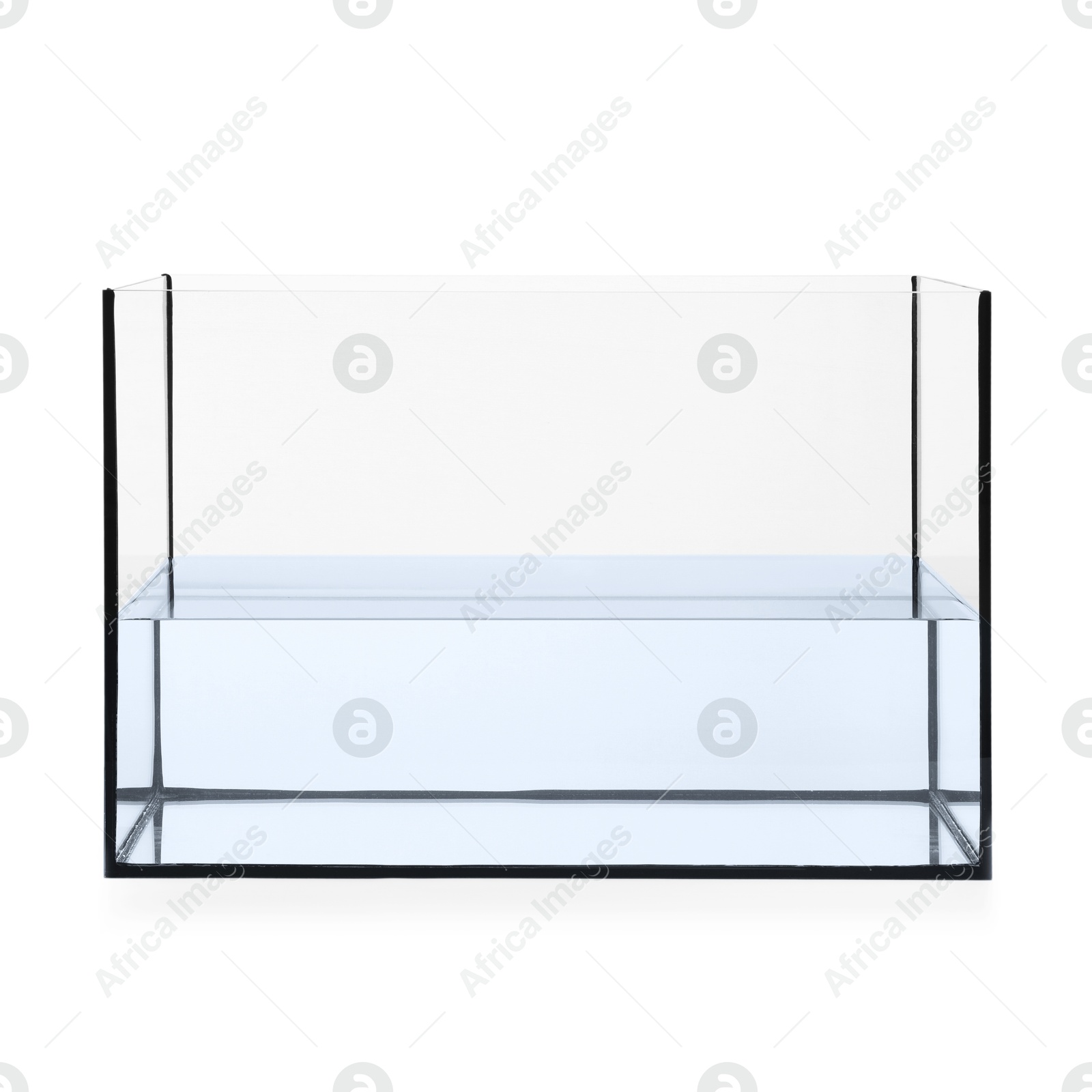 Glass aquarium with water isolated on white Photo of Glass aquarium with water isolated on white