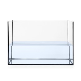 Photo of Glass aquarium with water isolated on white