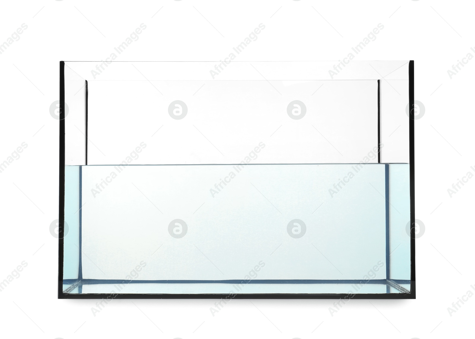 Glass aquarium with water isolated on white Photo of Glass aquarium with water isolated on white