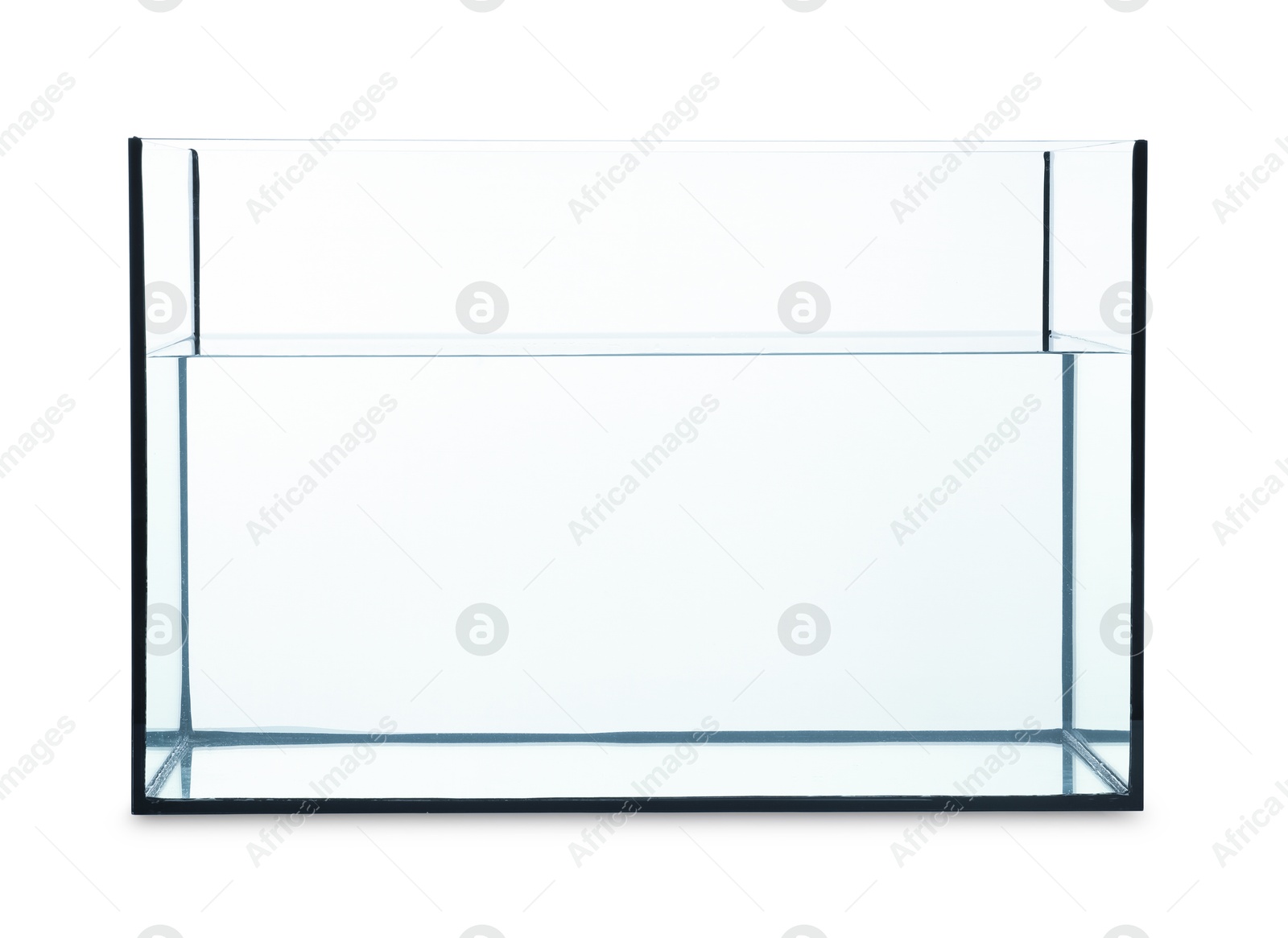 Glass aquarium with water isolated on white Photo of Glass aquarium with water isolated on white
