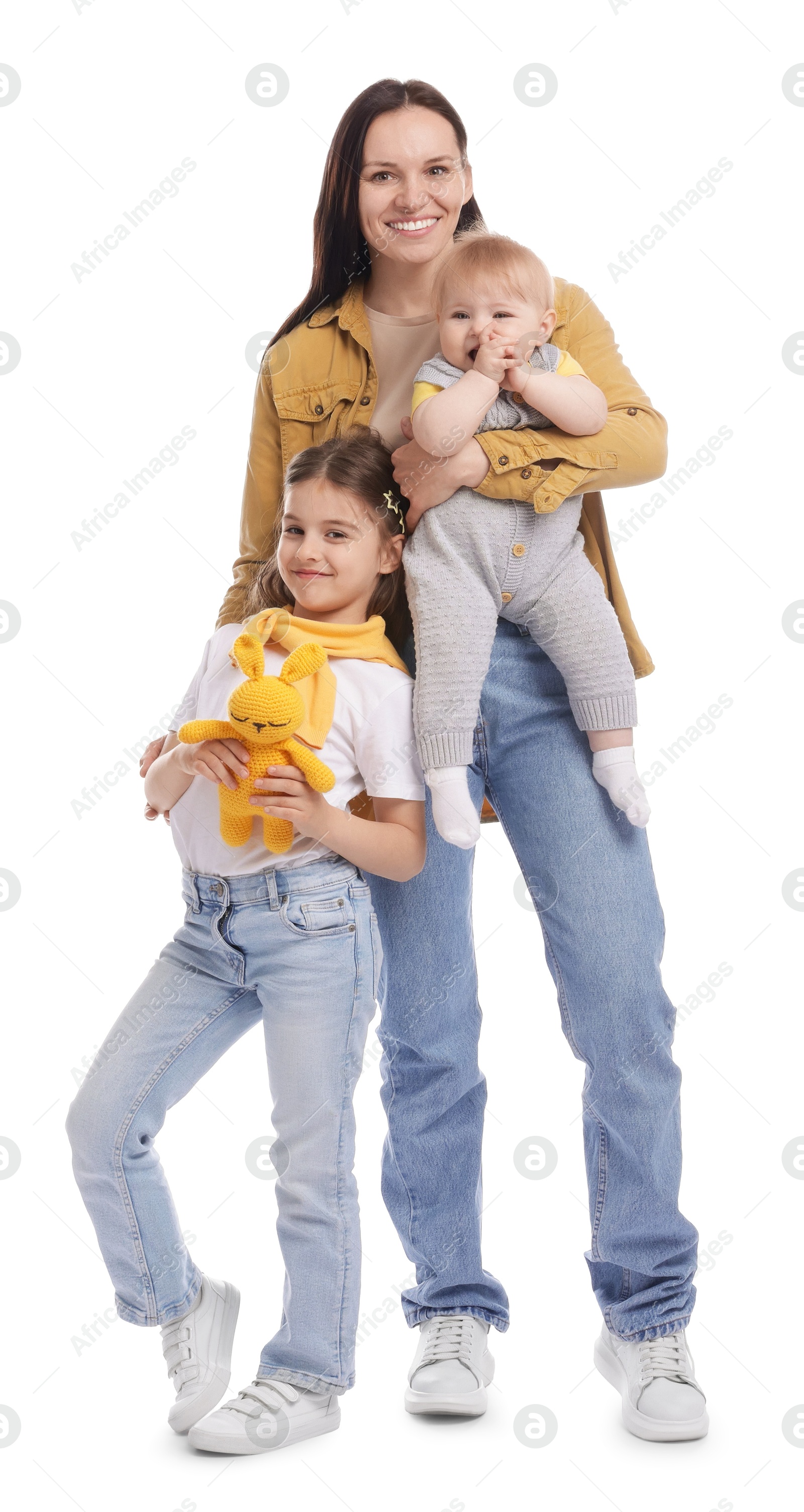 Mother and her kids on white background Photo of Mother and her kids on white background