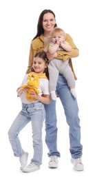 Photo of Mother and her kids on white background