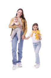 Photo of Mother and her kids on white background