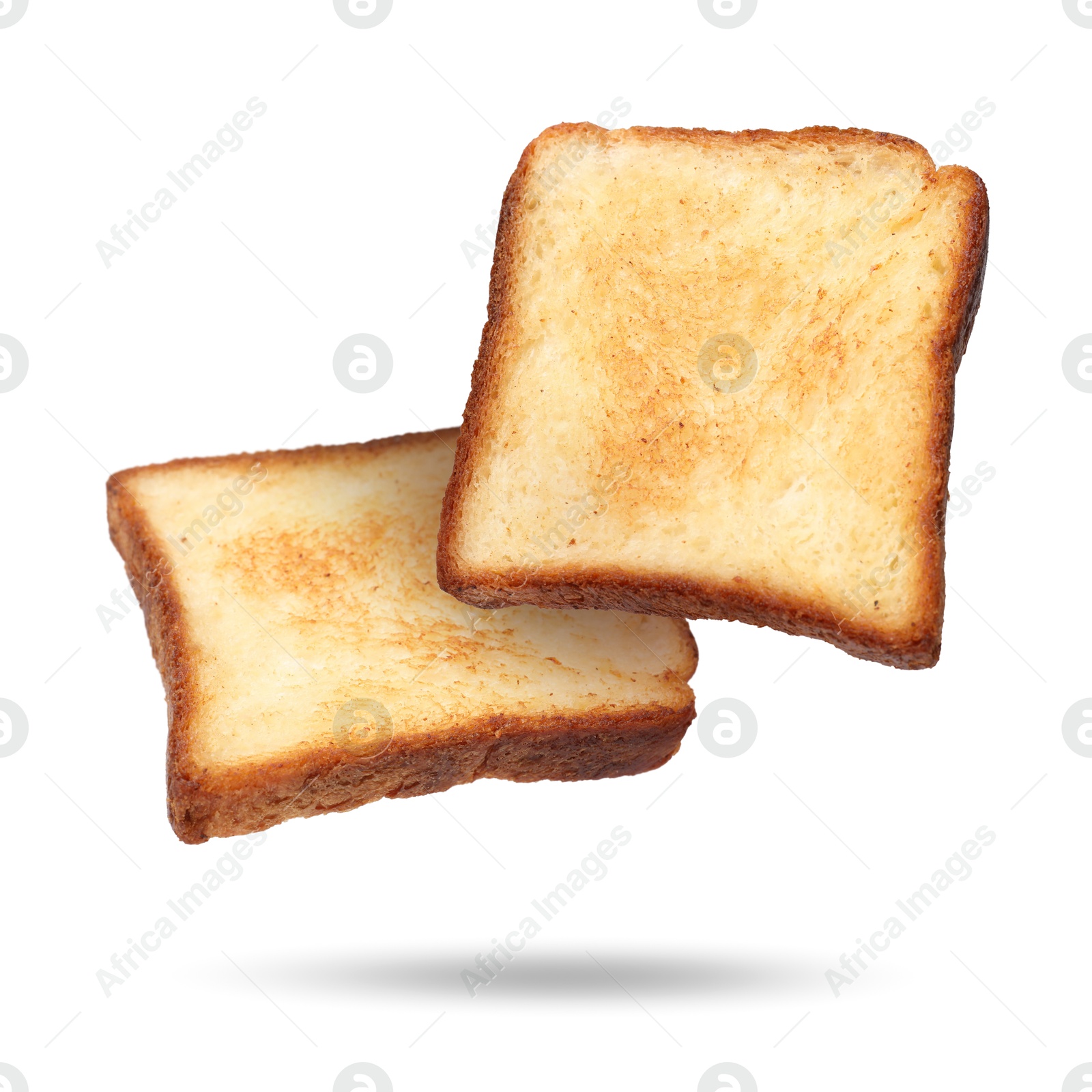 Slices of toasted bread in air o white background Image of Slices of toasted bread in air o white background