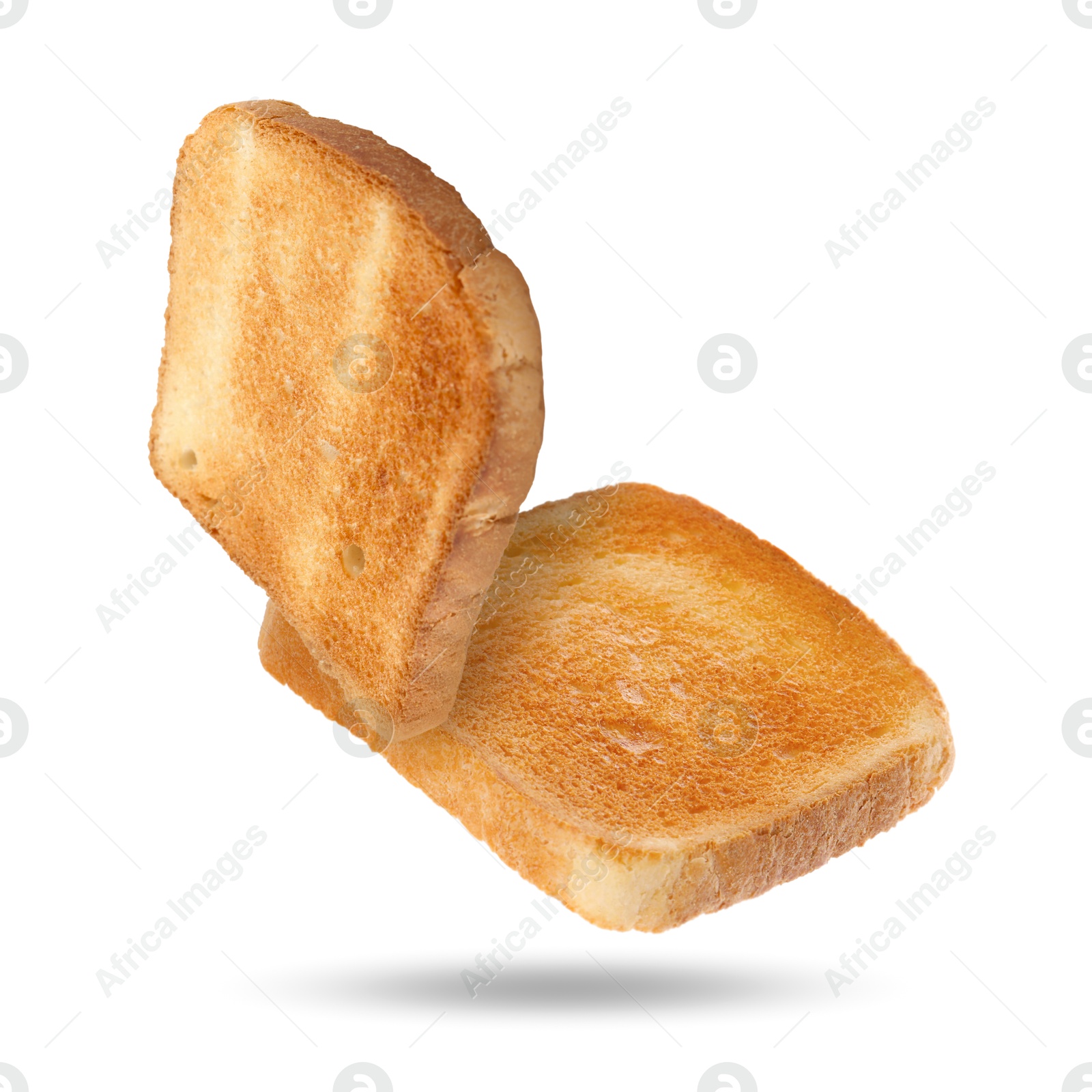 Slices of toasted bread in air o white background Image of Slices of toasted bread in air o white background