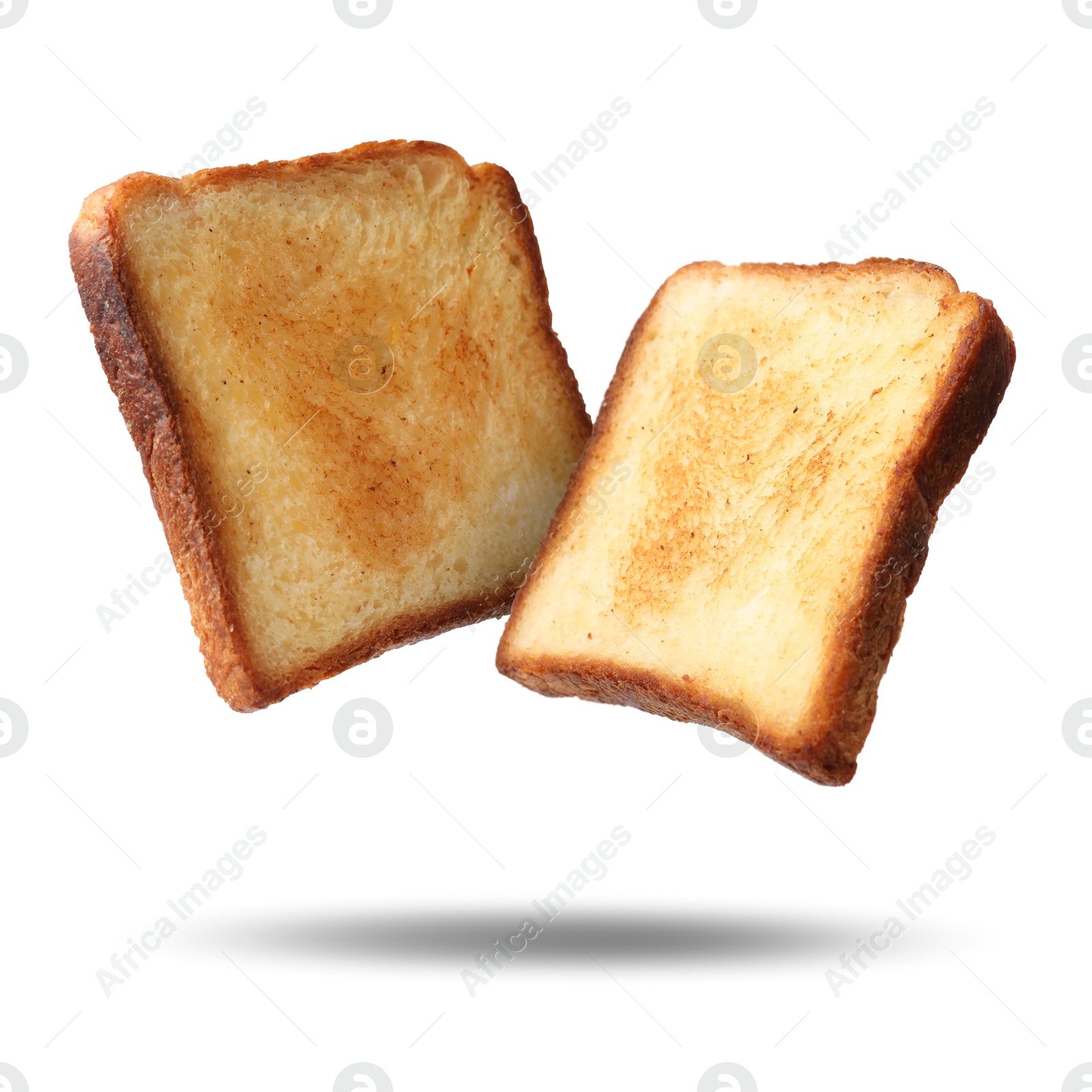 Slices of toasted bread in air o white background Image of Slices of toasted bread in air o white background