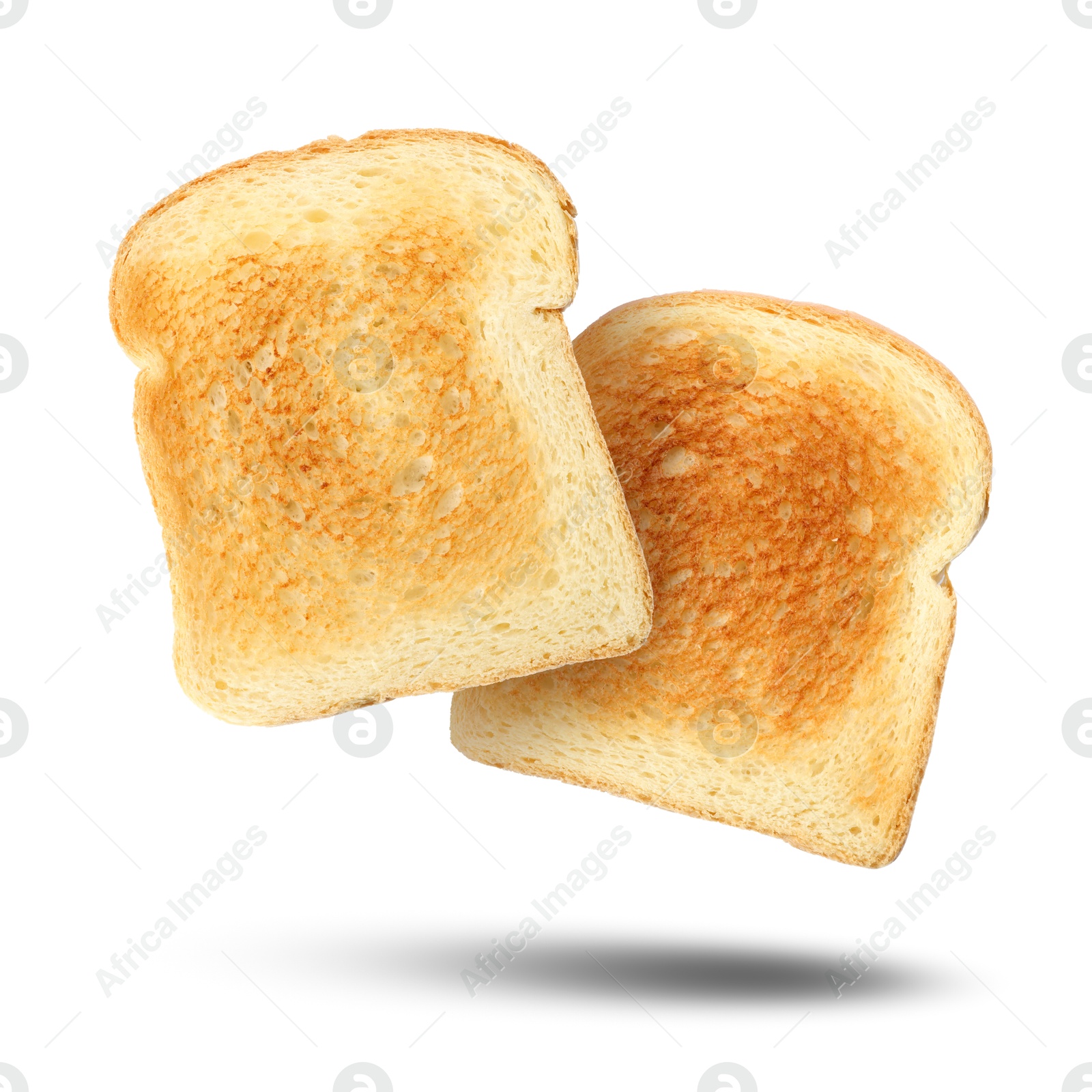 Slices of toasted bread in air o white background Image of Slices of toasted bread in air o white background