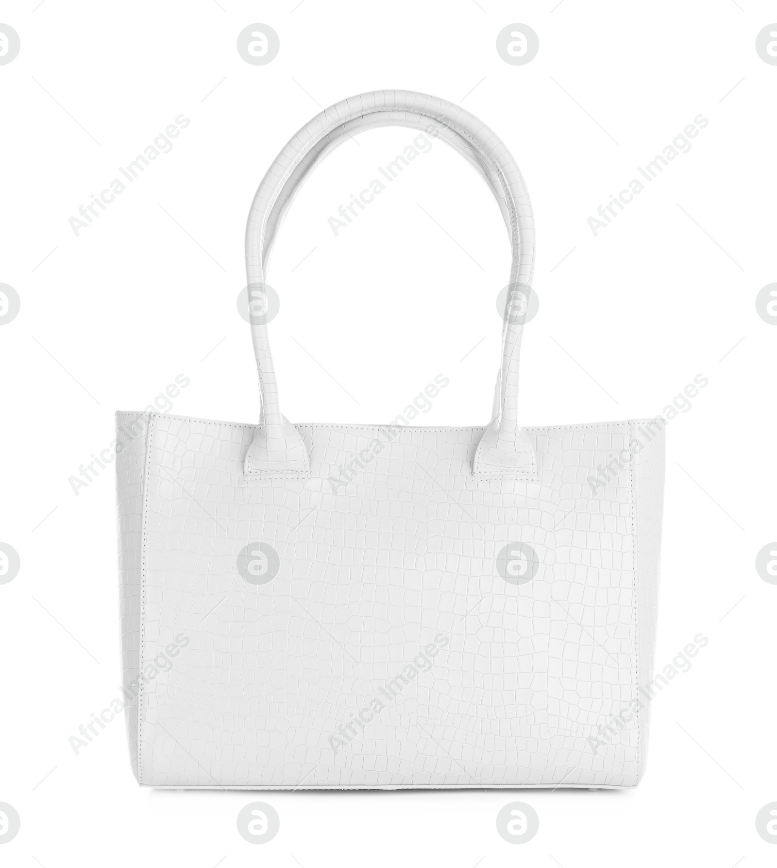 Image of White women's leather bag on white background