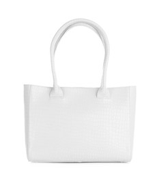 Image of White women's leather bag on white background