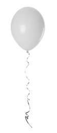 Image of White balloon with streamer on white background