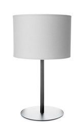 Image of Stylish white night lamp on white background