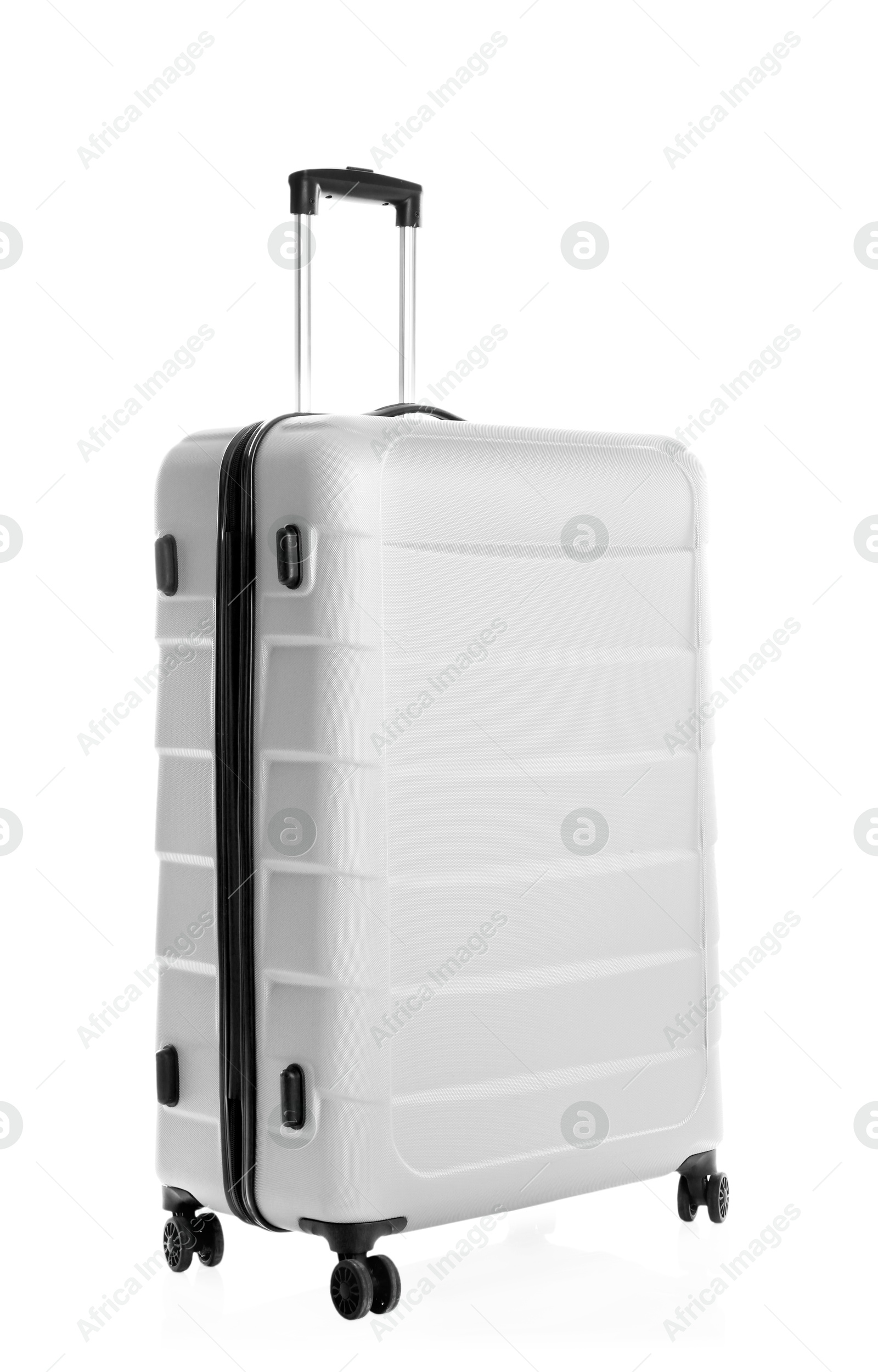 White suitcase for travelling on white background Image of White suitcase for travelling on white background