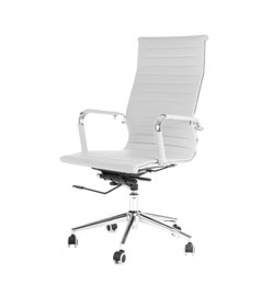 Image of Comfortable white chair on white background. Interior element