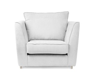 Image of Comfortable white armchair on white background. Interior element