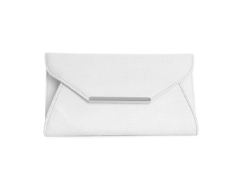 Image of Stylish white leather women's bag on white background