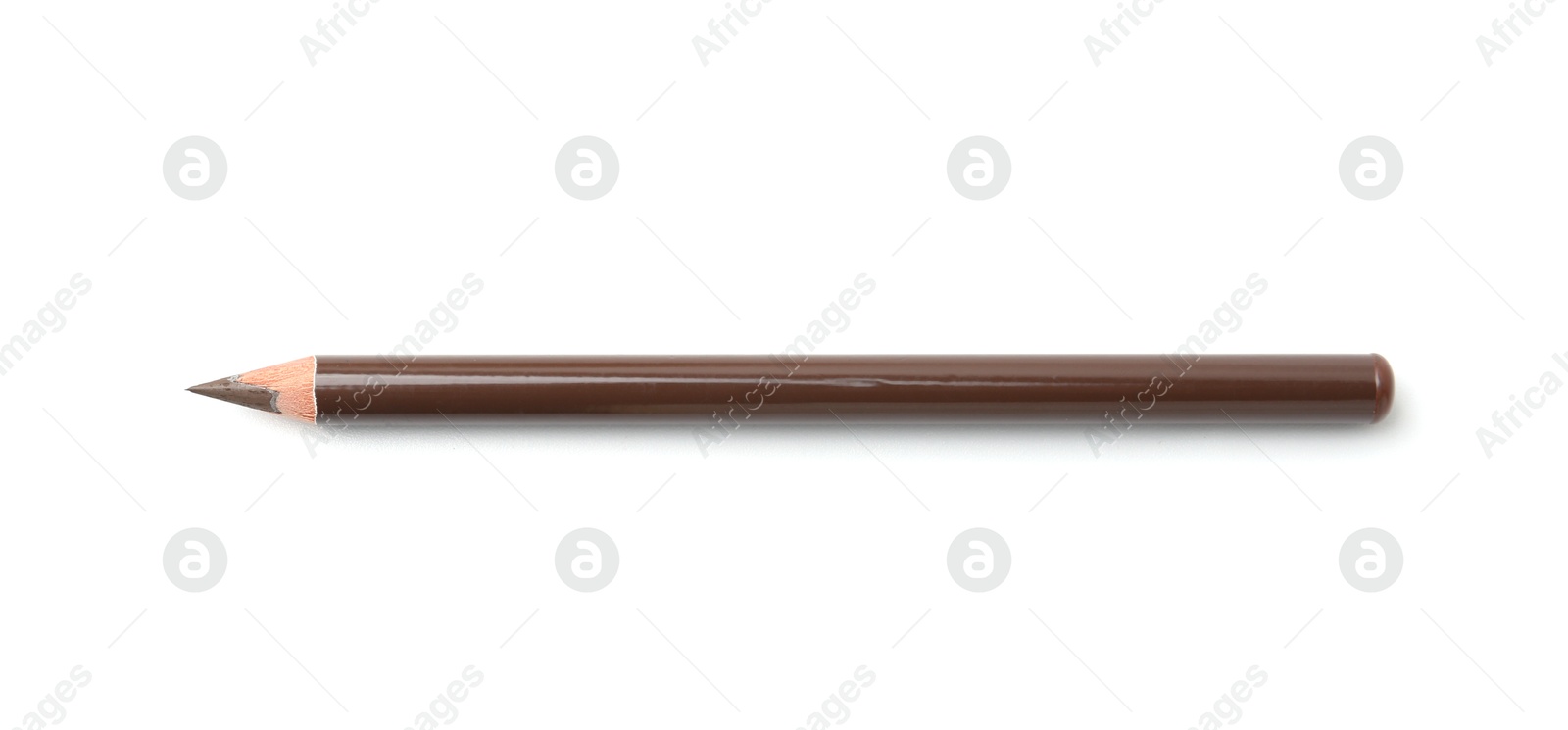 Brown eyebrow pencil isolated on white, top view Photo of Brown eyebrow pencil isolated on white, top view