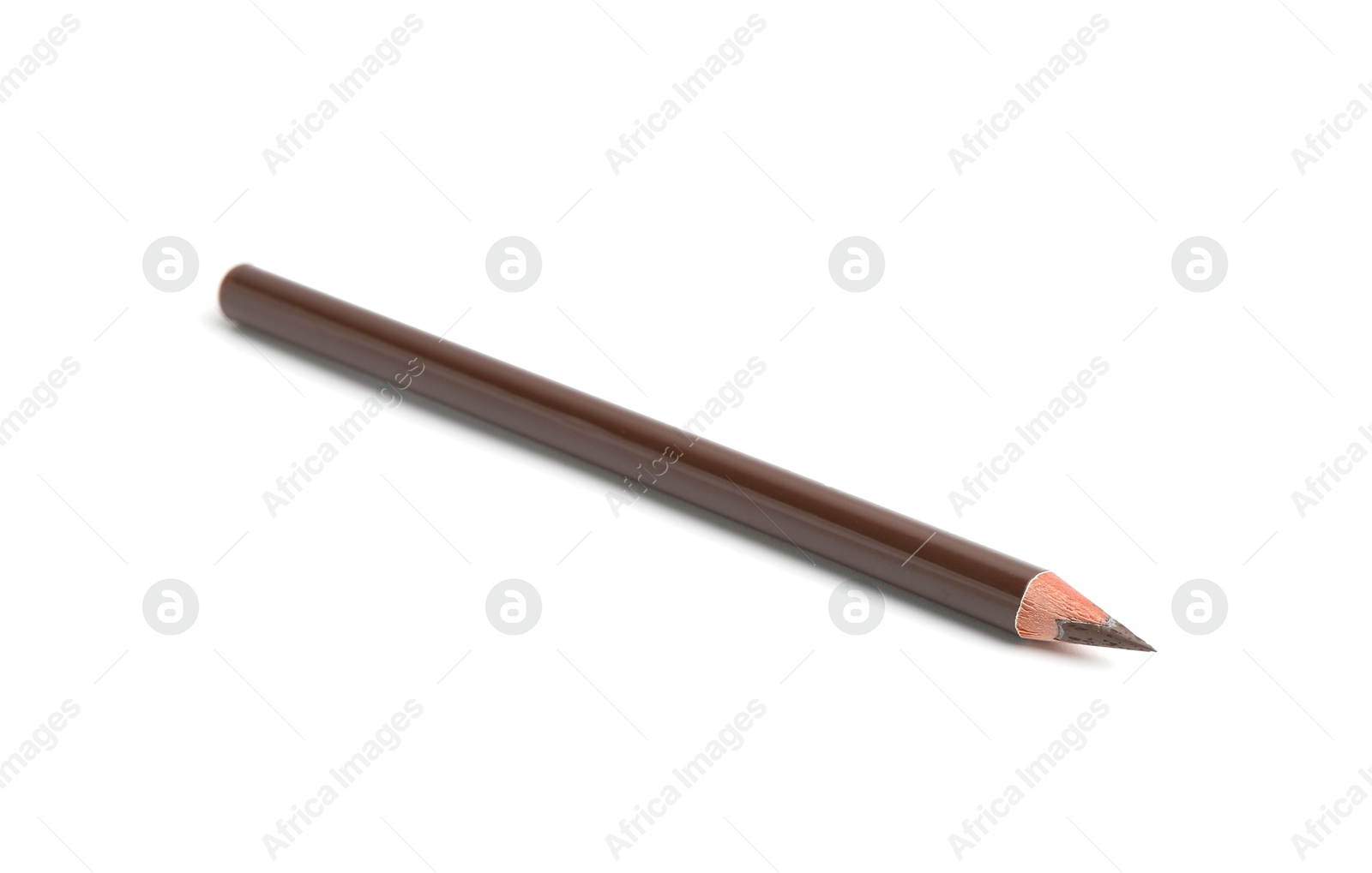 One brown eyebrow pencil isolated on white Photo of One brown eyebrow pencil isolated on white