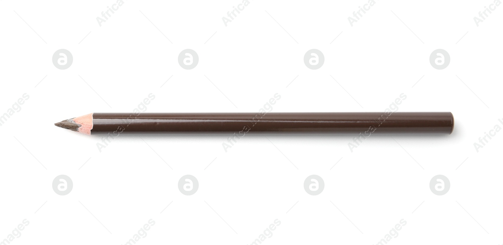 Brown eyebrow pencil isolated on white, top view Photo of Brown eyebrow pencil isolated on white, top view