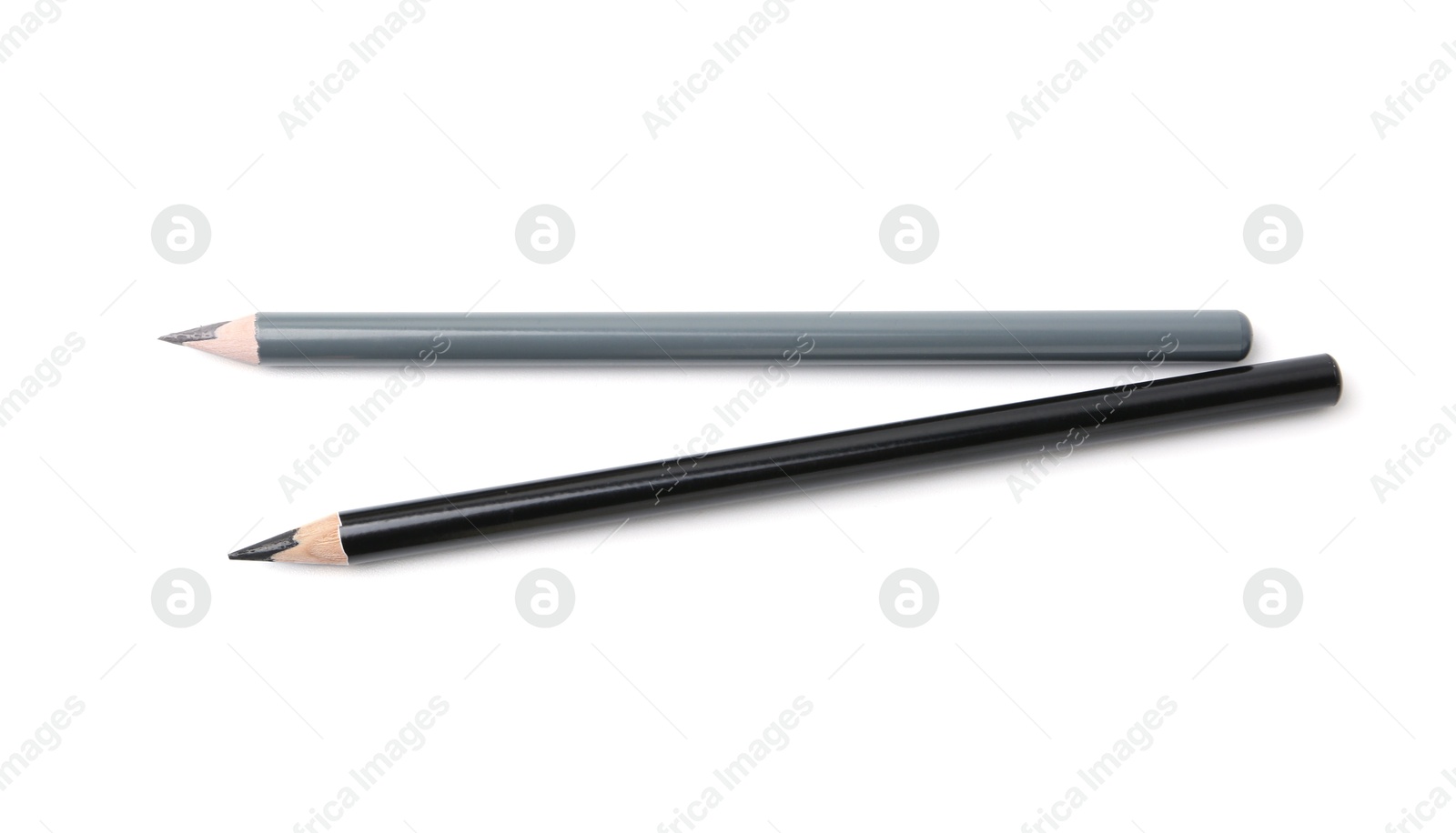 Different eyebrow pencils isolated on white, top view Photo of Different eyebrow pencils isolated on white, top view