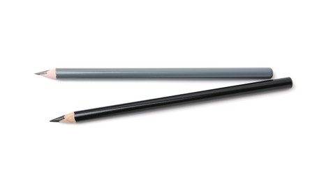 Photo of Different eyebrow pencils isolated on white, top view