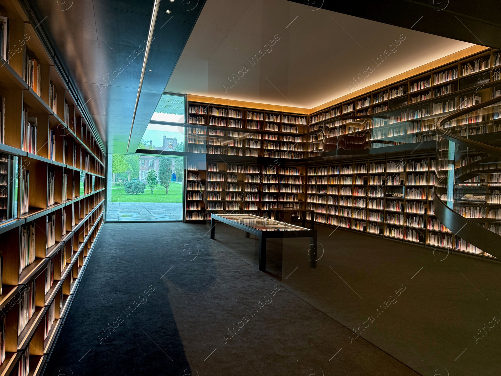 Wassenaar, Netherlands - April 24, 2025: Beautiful library with many books at Voorlinden museum Photo of Wassenaar, Netherlands - April 24, 2025: Beautiful library with many books at Voorlinden museum