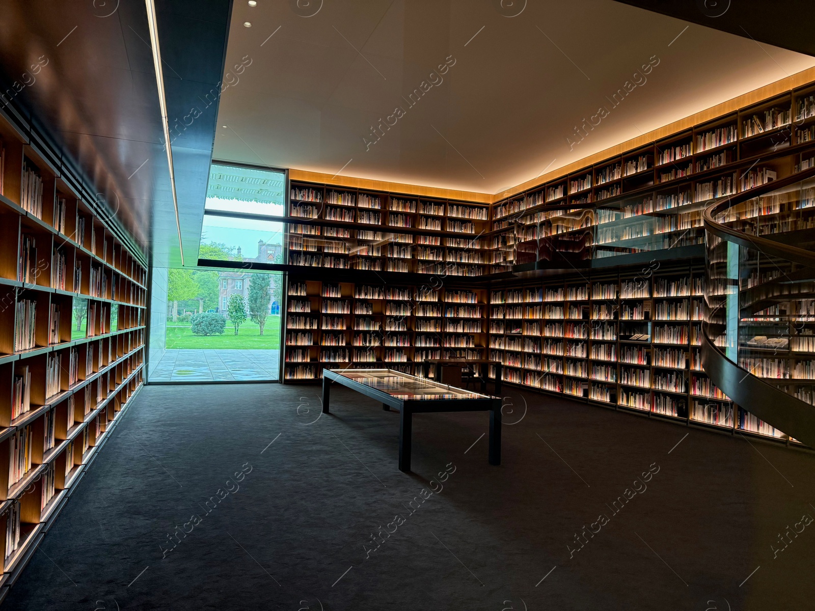 Wassenaar, Netherlands - April 24, 2025: Beautiful library with many books at Voorlinden museum Photo of Wassenaar, Netherlands - April 24, 2025: Beautiful library with many books at Voorlinden museum