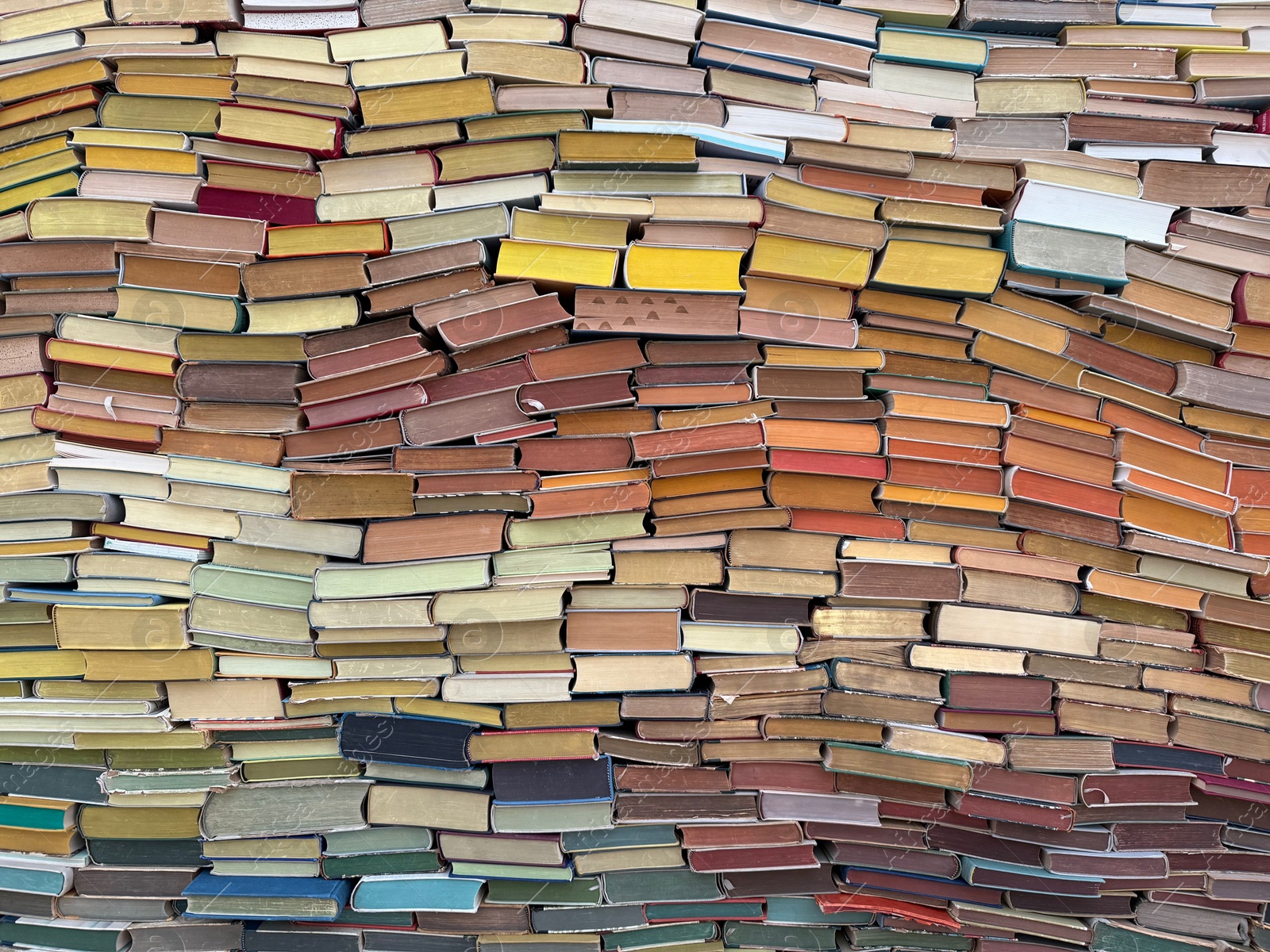 Wassenaar, Netherlands - April 24, 2025: Installation of many colorful books at Voorlinden museum Photo of Wassenaar, Netherlands - April 24, 2025: Installation of many colorful books at Voorlinden museum