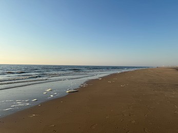 Photo of Wavy sea and shore under beautiful sky
