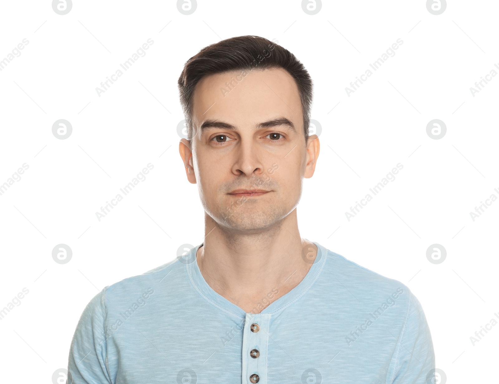 Handsome man after shaving on white background Photo of Handsome man after shaving on white background