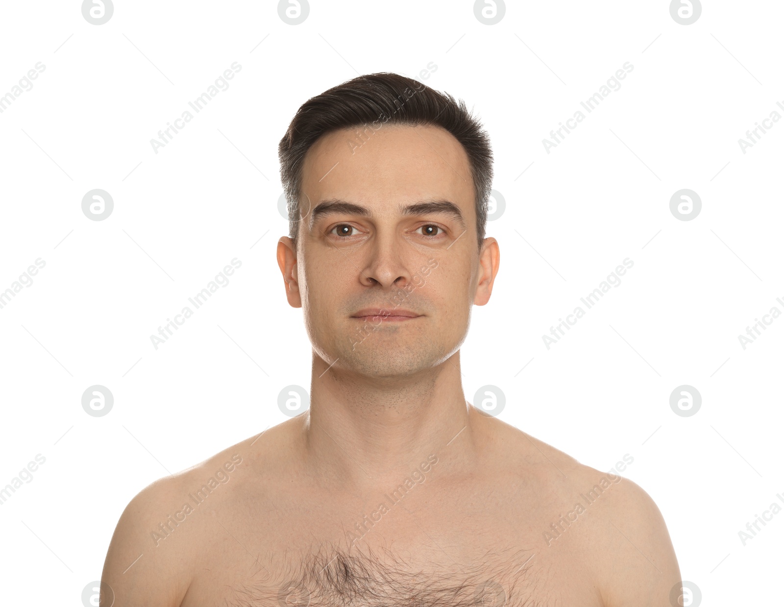 Handsome man after shaving on white background Photo of Handsome man after shaving on white background