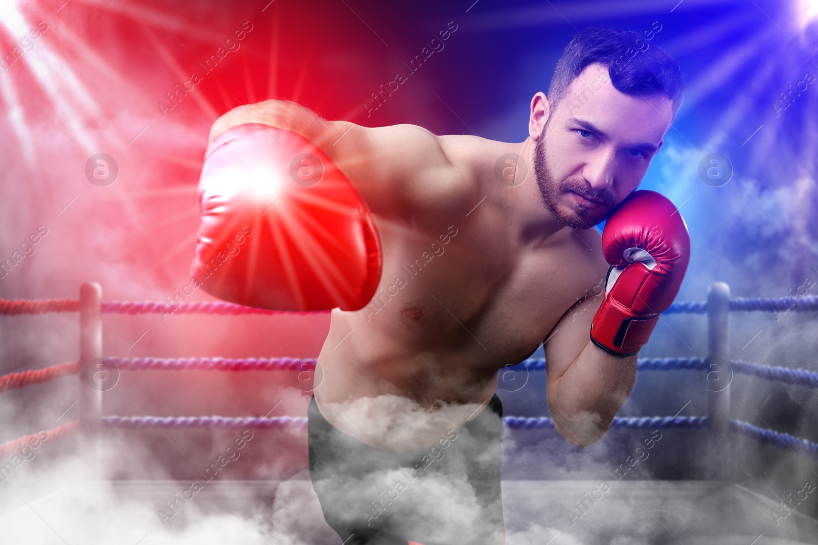 Boxer surrounded by smoke fighting in ring. Sporting event Image of Boxer surrounded by smoke fighting in ring. Sporting event