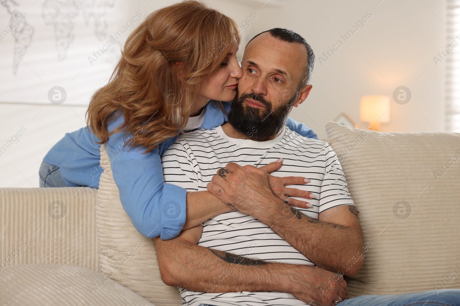 Portrait of lovely mature couple at home Photo of Portrait of lovely mature couple at home