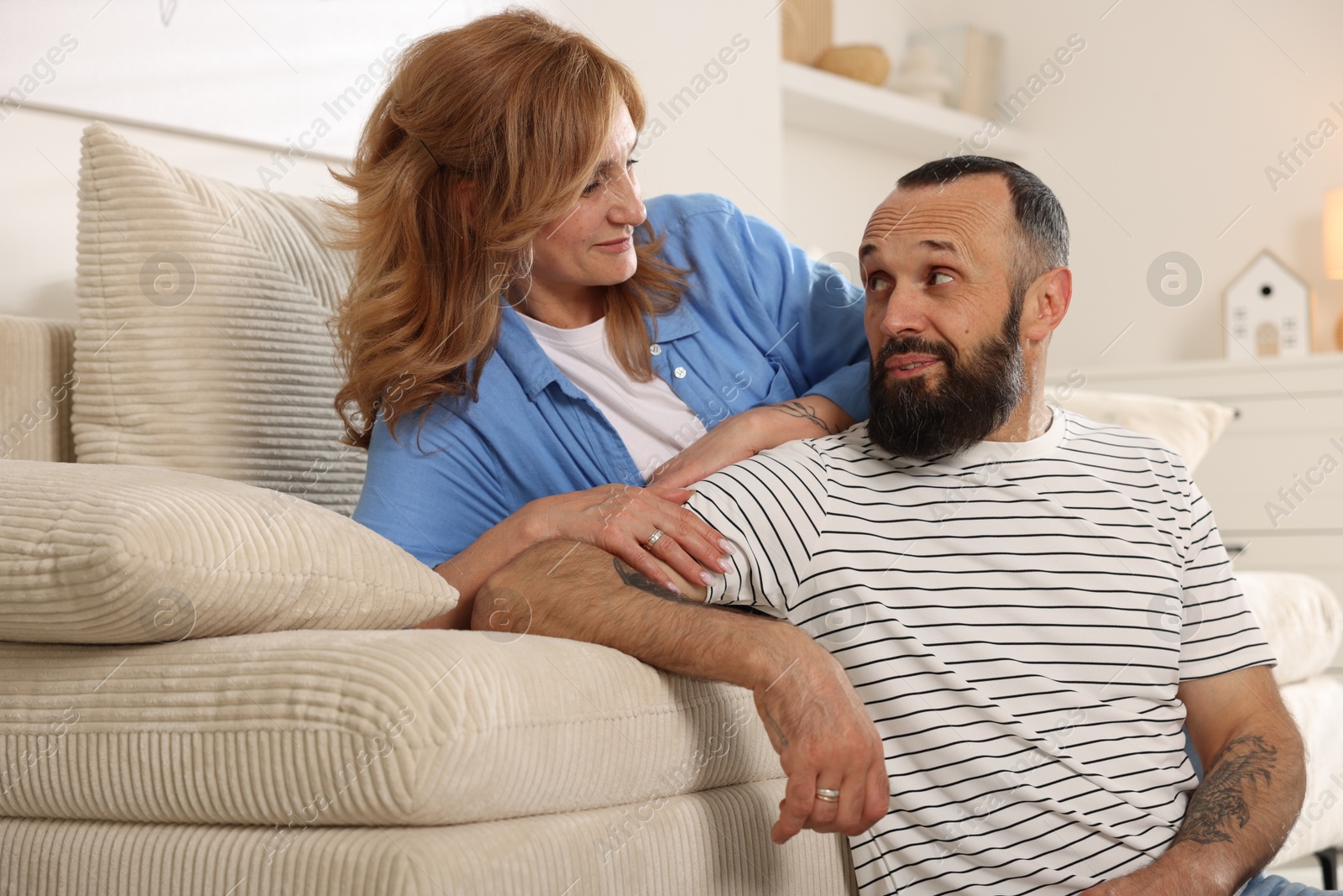 Portrait of lovely mature couple at home Photo of Portrait of lovely mature couple at home