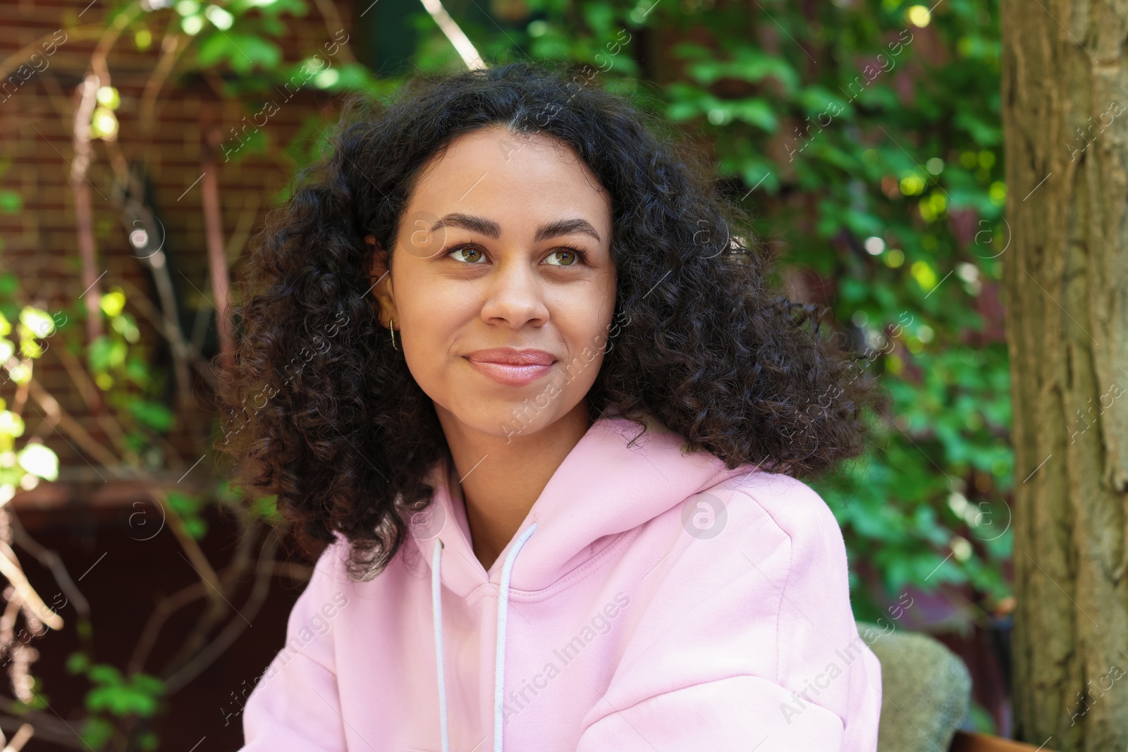 Portrait of beautiful Latin American woman outdoors Photo of Portrait of beautiful Latin American woman outdoors