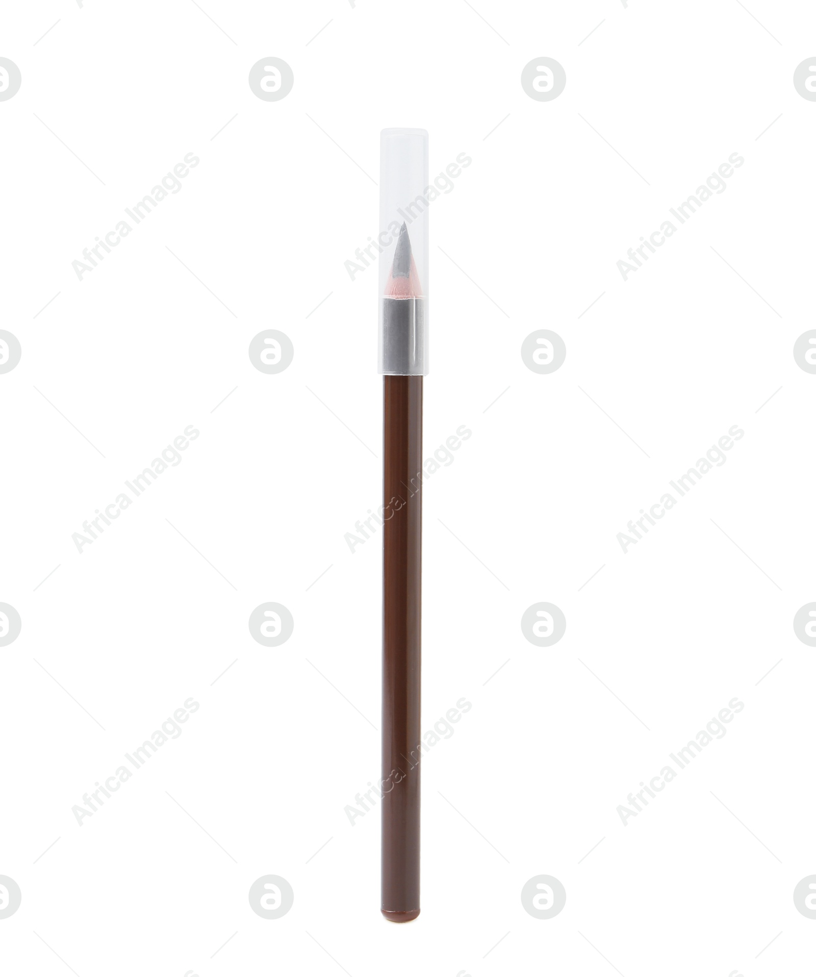 One brown eyebrow pencil isolated on white Photo of One brown eyebrow pencil isolated on white