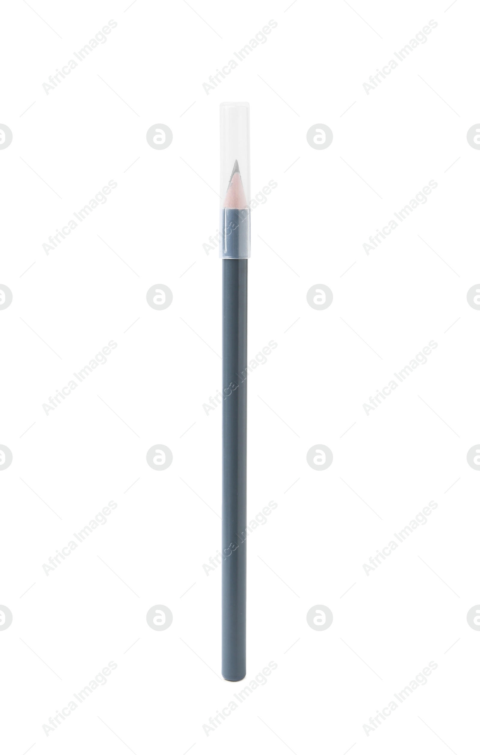 One grey eyebrow pencil isolated on white Photo of One grey eyebrow pencil isolated on white