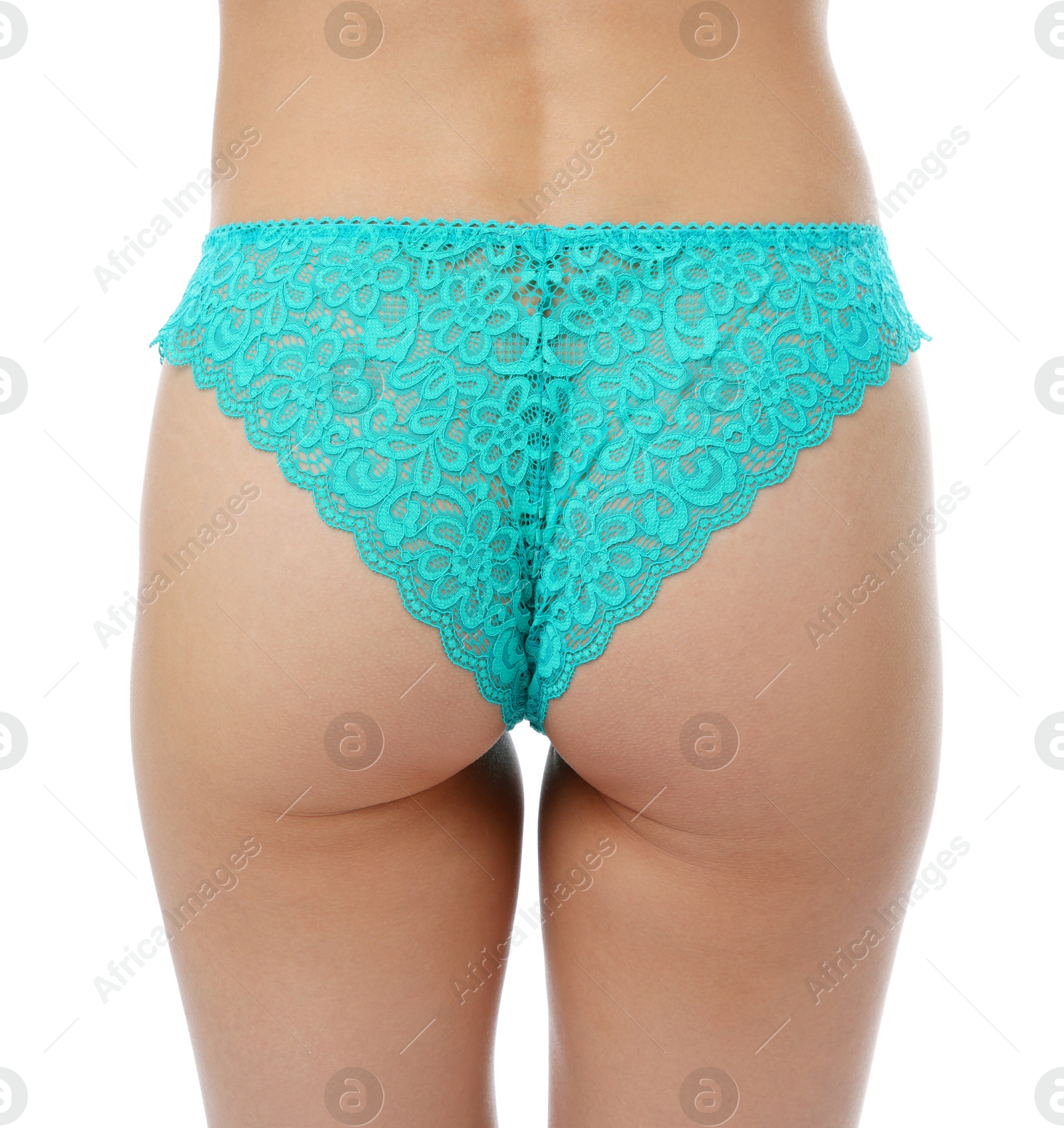 Woman wearing beautiful underwear on white background, closeup Photo of Woman wearing beautiful underwear on white background, closeup