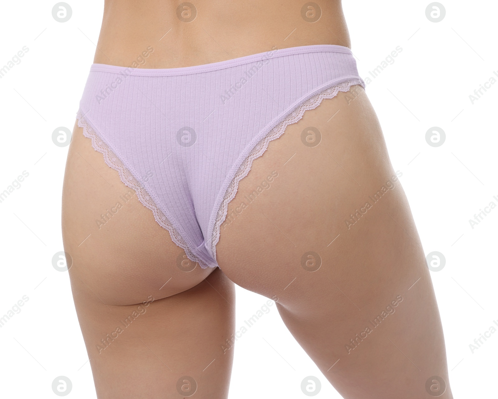 Woman wearing beautiful underwear on white background, closeup Photo of Woman wearing beautiful underwear on white background, closeup
