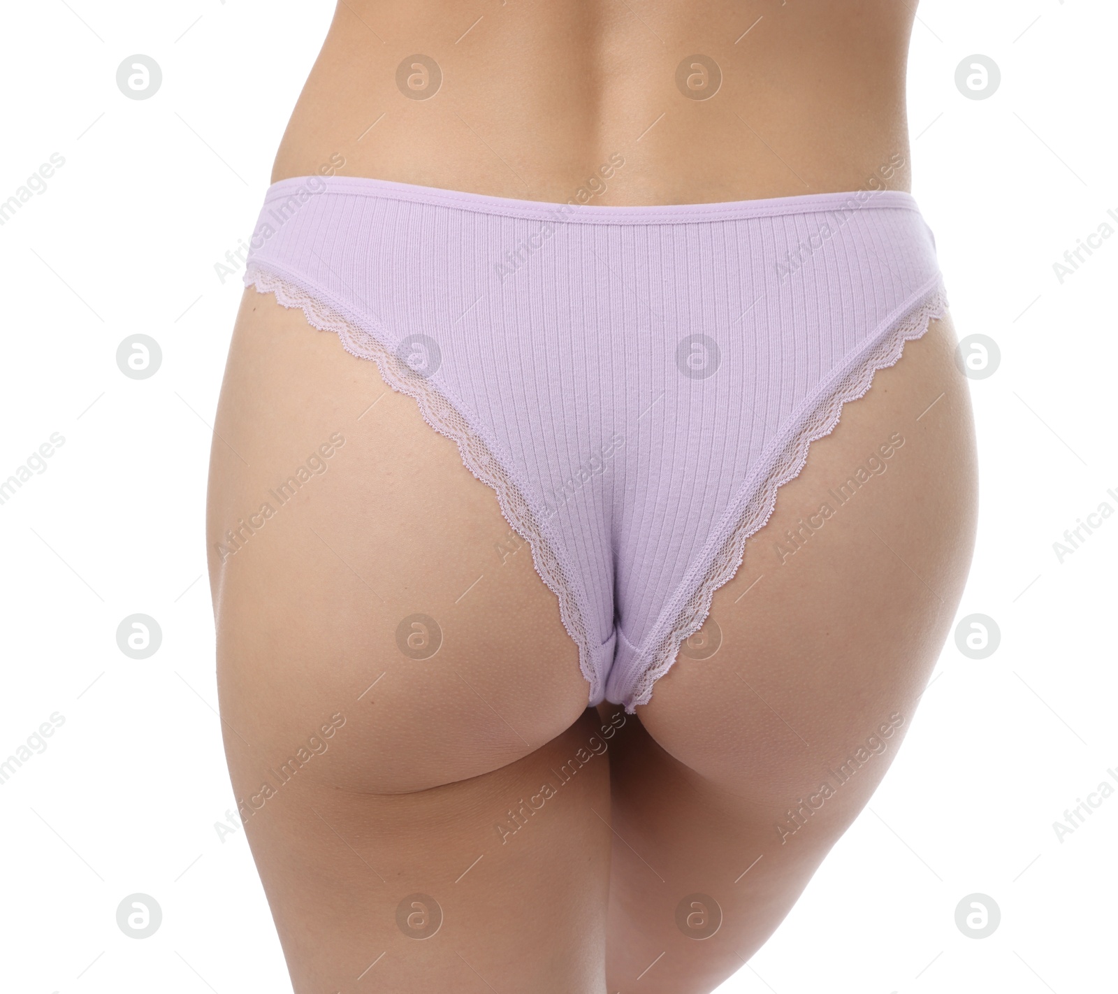 Woman wearing beautiful underwear on white background, closeup Photo of Woman wearing beautiful underwear on white background, closeup