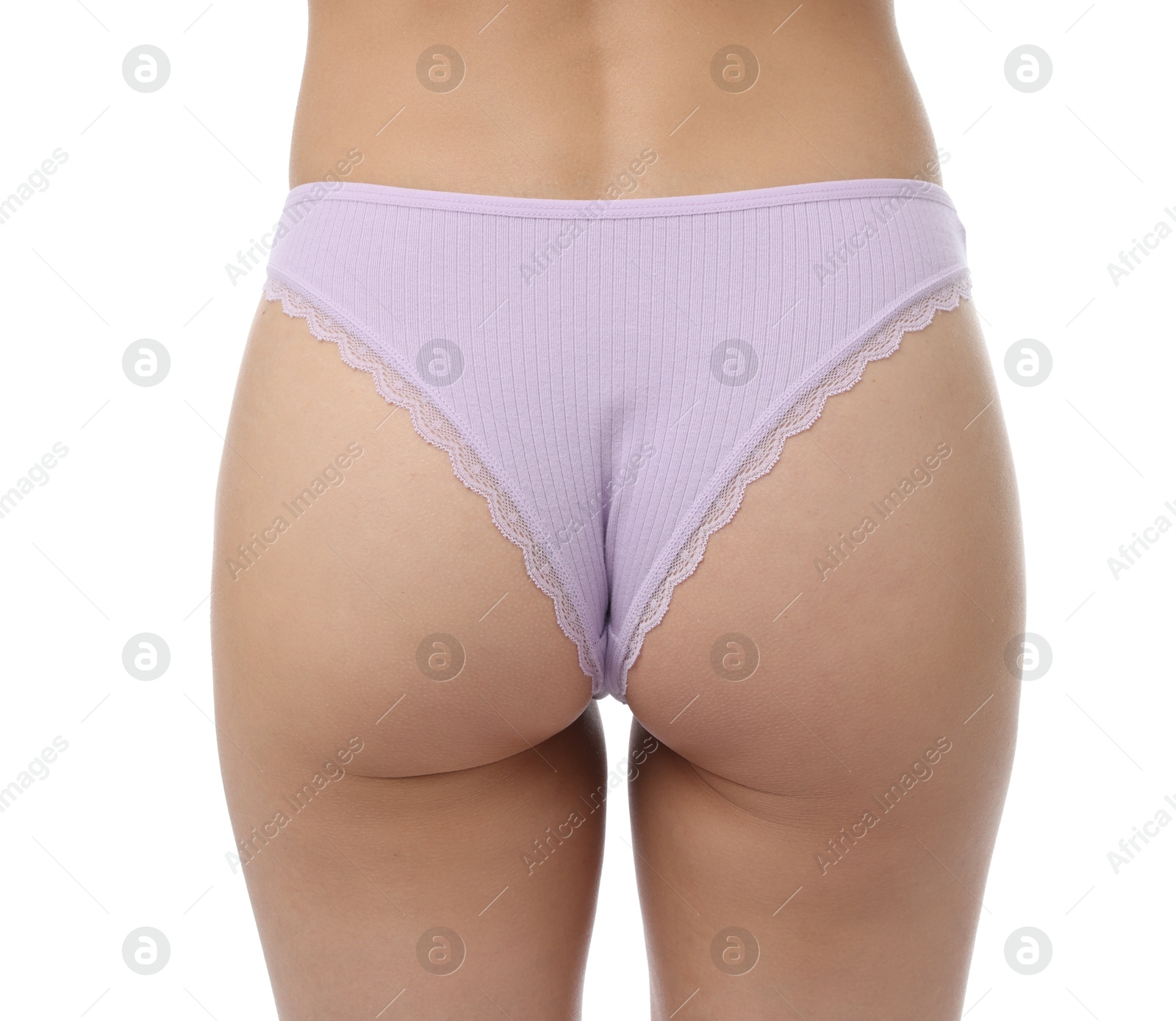 Woman wearing beautiful underwear on white background, closeup Photo of Woman wearing beautiful underwear on white background, closeup