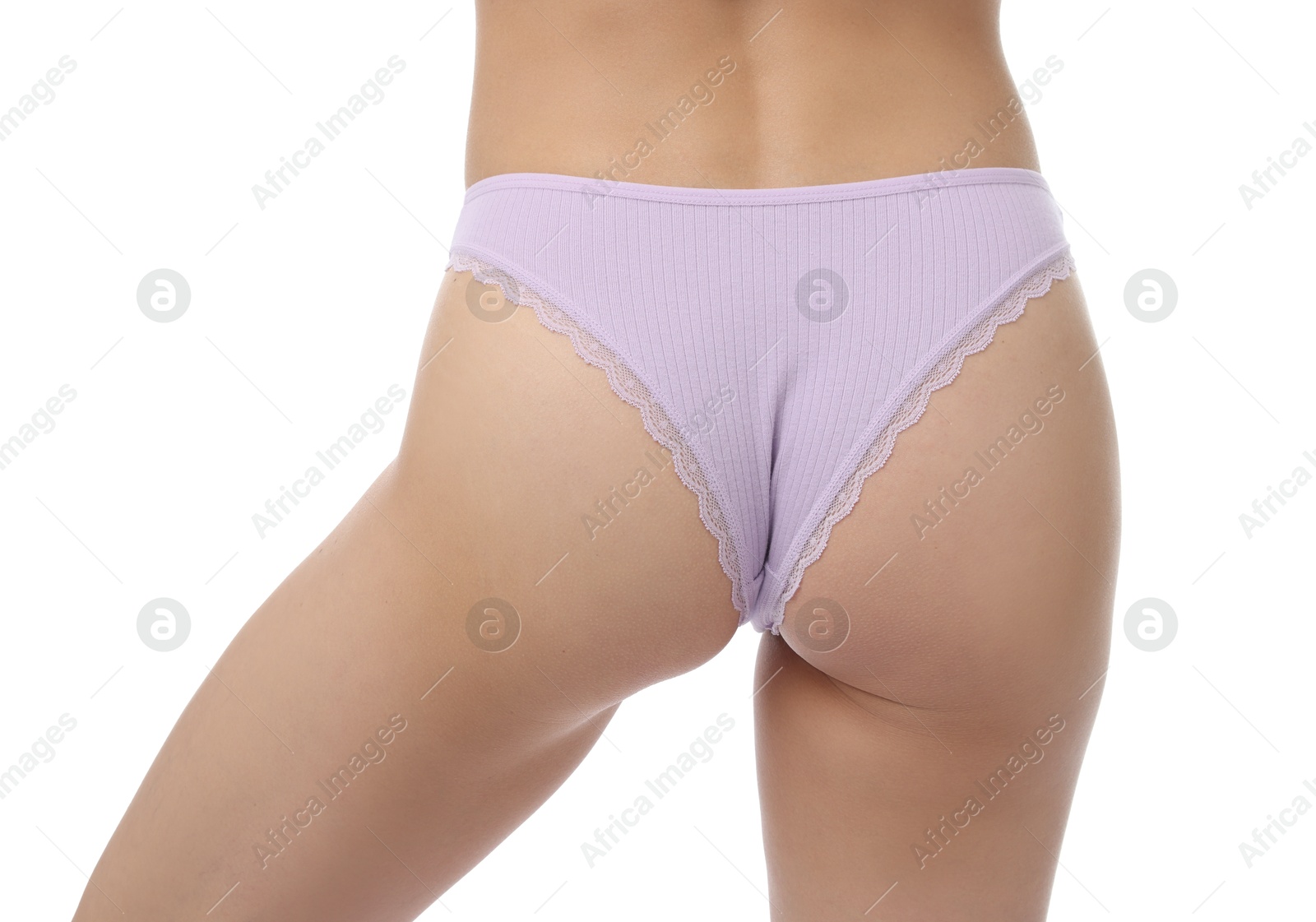 Woman wearing beautiful underwear on white background, closeup Photo of Woman wearing beautiful underwear on white background, closeup