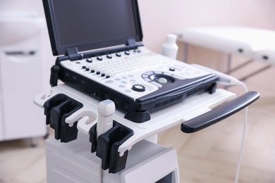 Photo of Modern ultrasound machine in clinic. Medical equipment